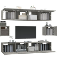 6-tlg. TV-Schrank-Set Betongrau Holzwerkstoff
