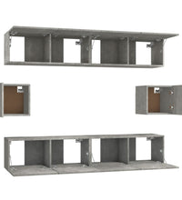 6-tlg. TV-Schrank-Set Betongrau Holzwerkstoff