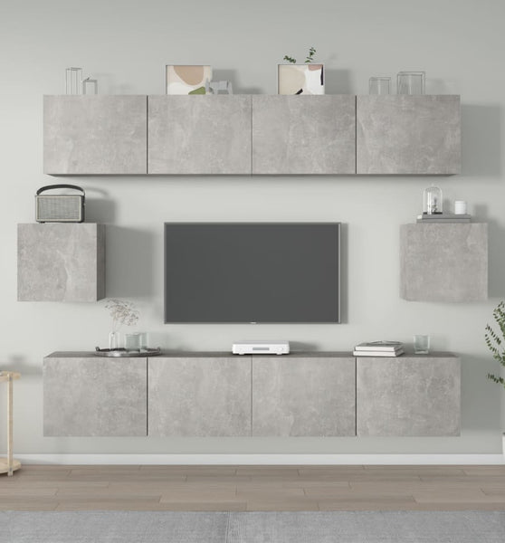 6-tlg. TV-Schrank-Set Betongrau Holzwerkstoff