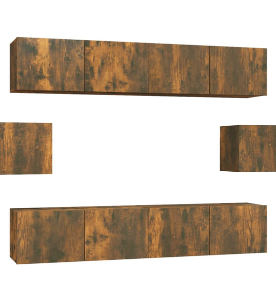 6-tlg. TV-Schrank-Set Räuchereiche Holzwerkstoff
