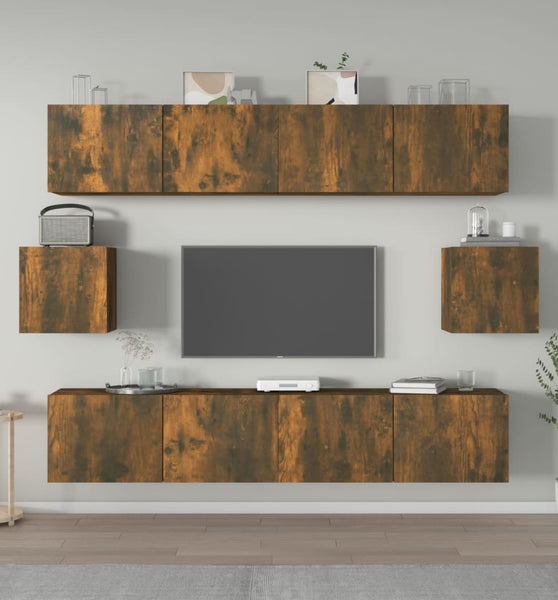 6-tlg. TV-Schrank-Set Räuchereiche Holzwerkstoff