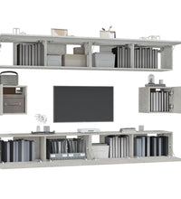 6-tlg. TV-Schrank-Set Betongrau Holzwerkstoff