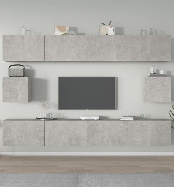 6-tlg. TV-Schrank-Set Betongrau Holzwerkstoff