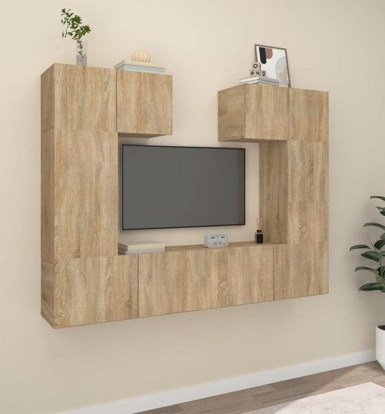 6-tlg. TV-Schrank-Set Sonoma-Eiche Holzwerkstoff
