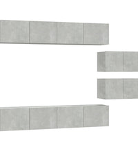 6-tlg. TV-Schrank-Set Betongrau Holzwerkstoff