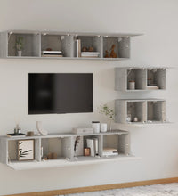 6-tlg. TV-Schrank-Set Betongrau Holzwerkstoff