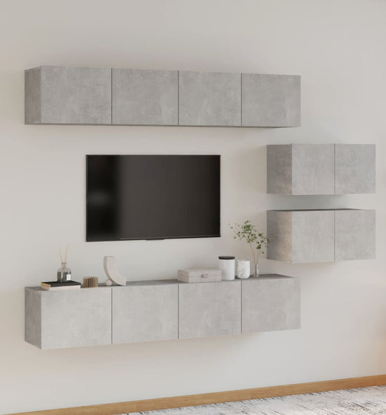 6-tlg. TV-Schrank-Set Betongrau Holzwerkstoff