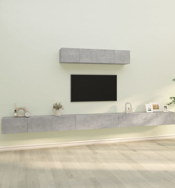 6-tlg. TV-Schrank-Set Betongrau Holzwerkstoff