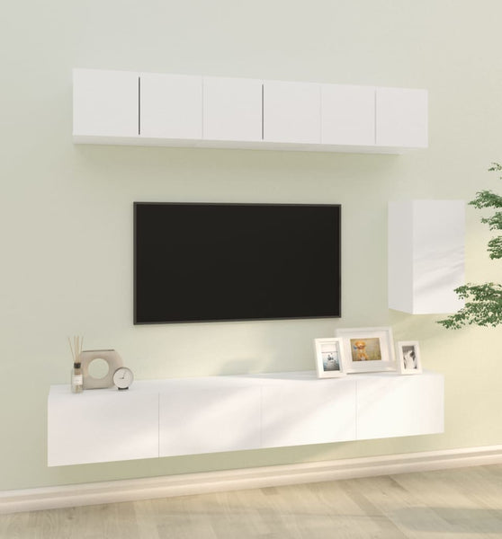 6-tlg. TV-Schrank-Set Weiß Holzwerkstoff