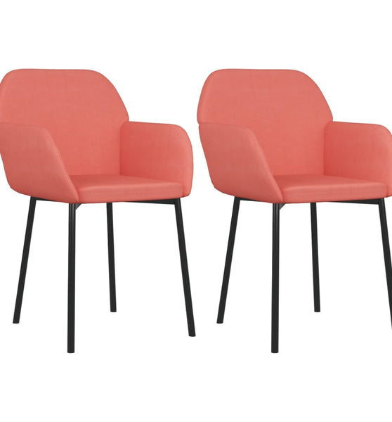 Esszimmerstühle 2 Stk. Rosa Samt