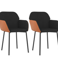 Esszimmerstühle 2 Stk. Schwarz Stoff und Kunstleder