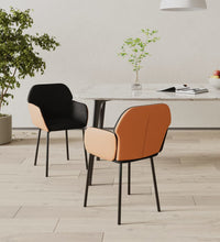 Esszimmerstühle 2 Stk. Schwarz Stoff und Kunstleder