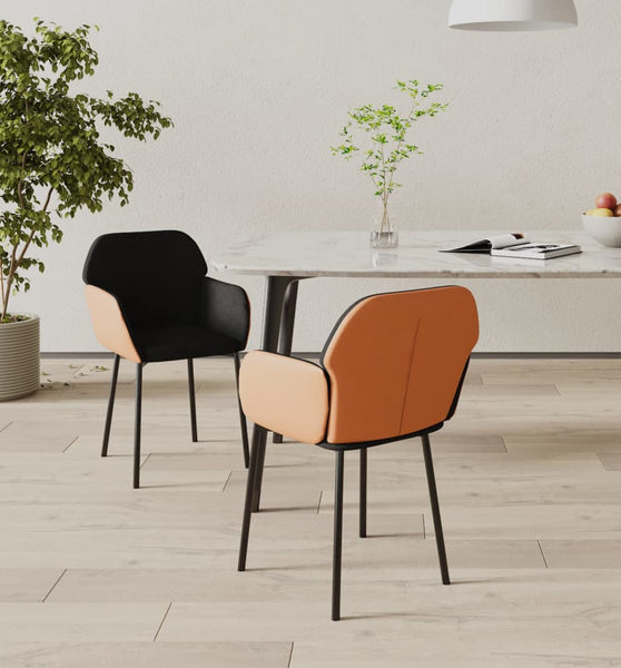 Esszimmerstühle 2 Stk. Schwarz Stoff und Kunstleder