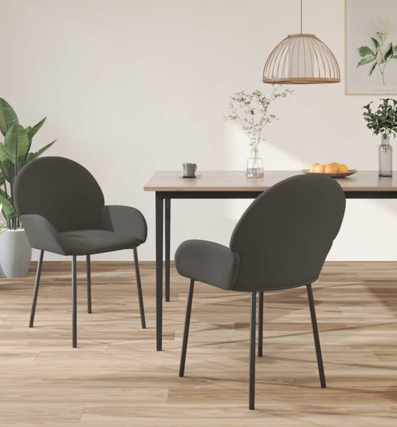 Esszimmerstühle 2 Stk. Dunkelgrau Samt