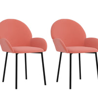 Esszimmerstühle 2 Stk. Rosa Samt