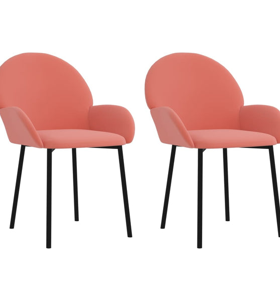 Esszimmerstühle 2 Stk. Rosa Samt