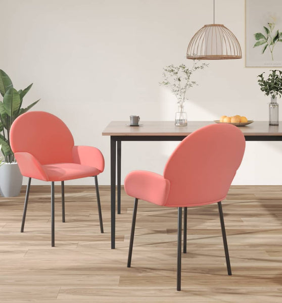 Esszimmerstühle 2 Stk. Rosa Samt