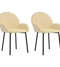 Esszimmerstühle 2 Stk. Creme Samt