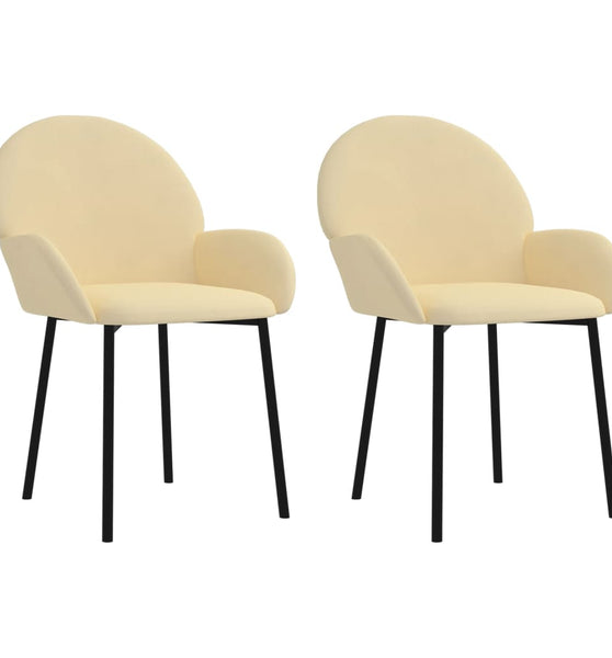 Esszimmerstühle 2 Stk. Creme Samt