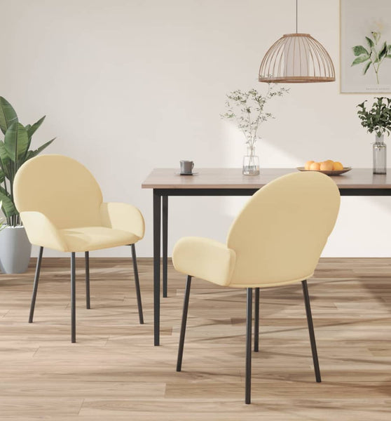 Esszimmerstühle 2 Stk. Creme Samt