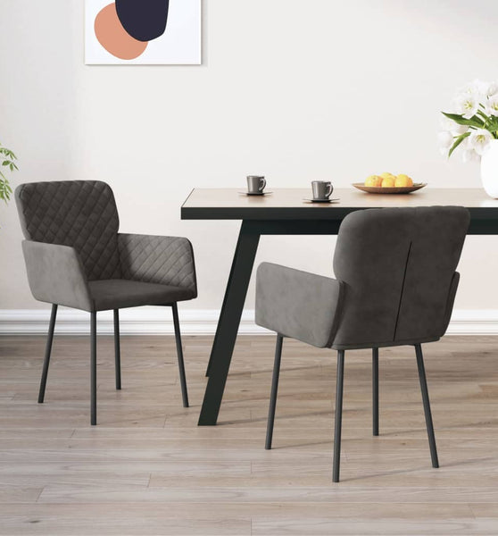 Esszimmerstühle 2 Stk. Dunkelgrau Samt