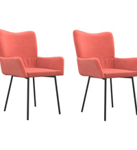 Esszimmerstühle 2 Stk. Rosa Samt