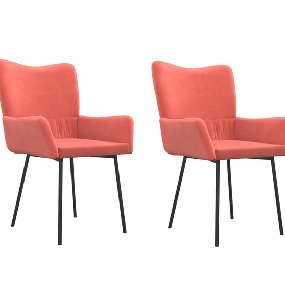 Esszimmerstühle 2 Stk. Rosa Samt