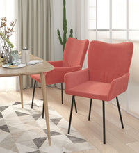 Esszimmerstühle 2 Stk. Rosa Samt
