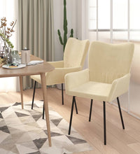 Esszimmerstühle 2 Stk. Creme Samt