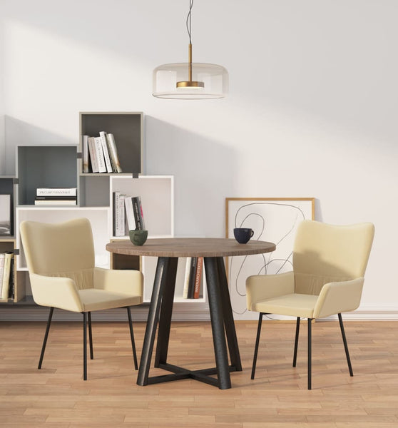 Esszimmerstühle 2 Stk. Creme Samt