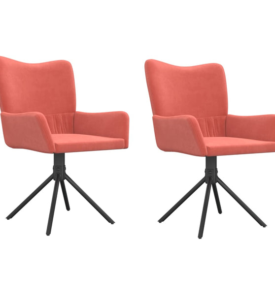 Esszimmerstühle 2 Stk. Drehbar Rosa Samt