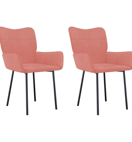 Esszimmerstühle 2 Stk. Rosa Samt