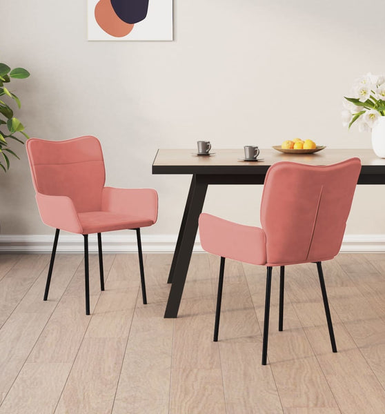 Esszimmerstühle 2 Stk. Rosa Samt