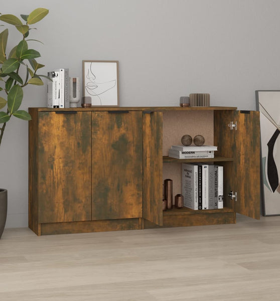 Sideboards 2 Stk. Räuchereiche 60x30x70 cm Holzwerkstoff