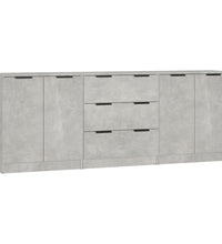 3-tlg. Sideboard-Set Betongrau Holzwerkstoff