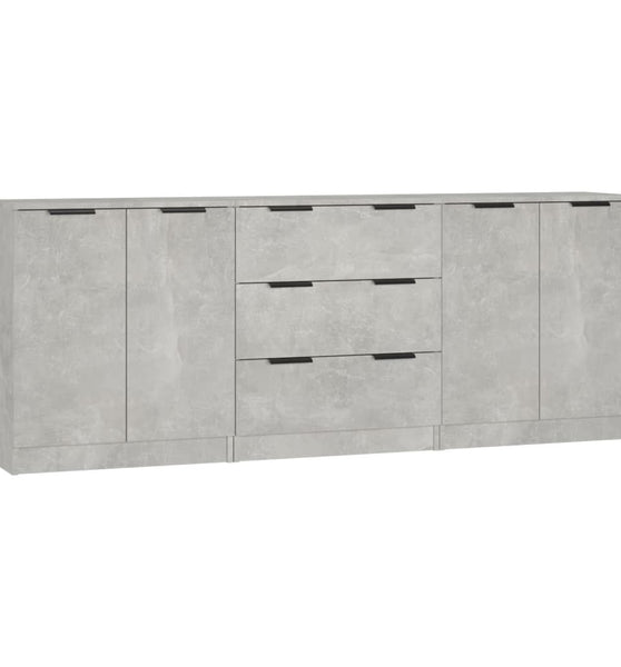 3-tlg. Sideboard-Set Betongrau Holzwerkstoff