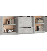 3-tlg. Sideboard-Set Betongrau Holzwerkstoff