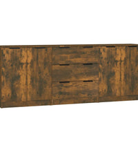 3-tlg. Sideboard Räuchereiche Holzwerkstoff
