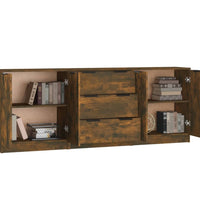 3-tlg. Sideboard Räuchereiche Holzwerkstoff