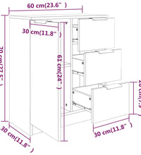 Sideboards 2 Stk. Betongrau 60x30x70 cm Holzwerkstoff