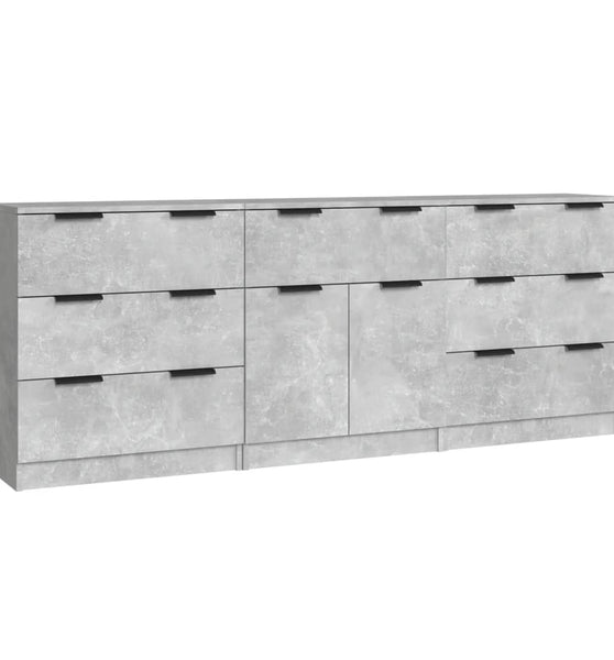 3-tlg. Sideboard-Set Betongrau Holzwerkstoff