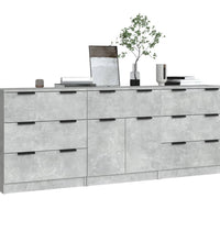3-tlg. Sideboard-Set Betongrau Holzwerkstoff