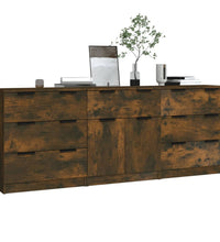 3-tlg. Sideboard Räuchereiche Holzwerkstoff
