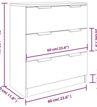 3-tlg. Sideboard Räuchereiche Holzwerkstoff
