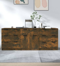 3-tlg. Sideboard Räuchereiche Holzwerkstoff