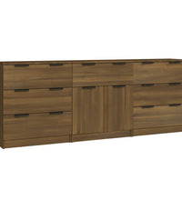 3-tlg. Sideboard Braun Eiche-Optik Holzwerkstoff