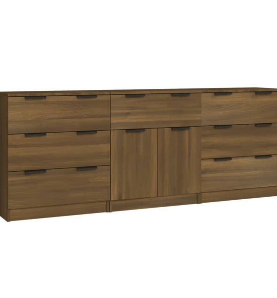 3-tlg. Sideboard Braun Eiche-Optik Holzwerkstoff