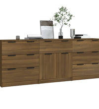 3-tlg. Sideboard Braun Eiche-Optik Holzwerkstoff