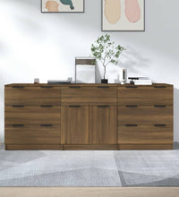 3-tlg. Sideboard Braun Eiche-Optik Holzwerkstoff