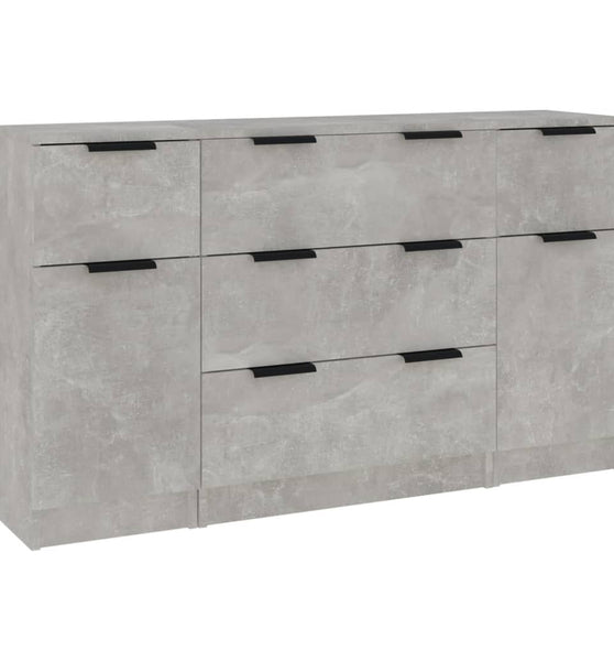3-tlg. Sideboard-Set Betongrau Holzwerkstoff